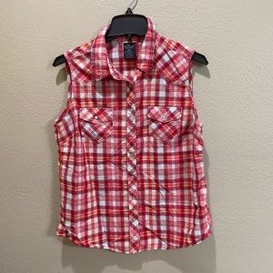 🔴 Faded Glory plaid top size L